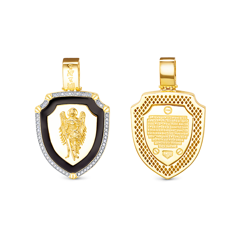 Подвека из желтого золота с эмалью и фианитами Ювелирное изделие - Подвека из желтого золота с эмалью и фианитами в магазине Best-Gold 149275