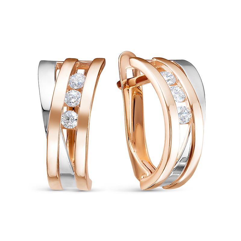 Серьги из красного золота с фианитами Ювелирное изделие - Серьги из красного золота с фианитами в магазине Best-Gold 133075