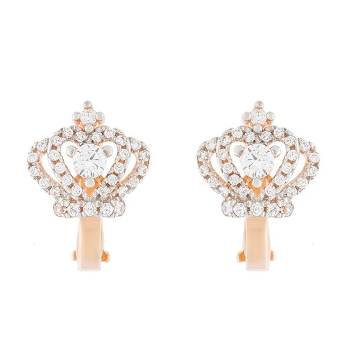 Серьги из красного золота с фианитами Ювелирное изделие - Серьги из красного золота с фианитами в магазине Best-Gold 005594