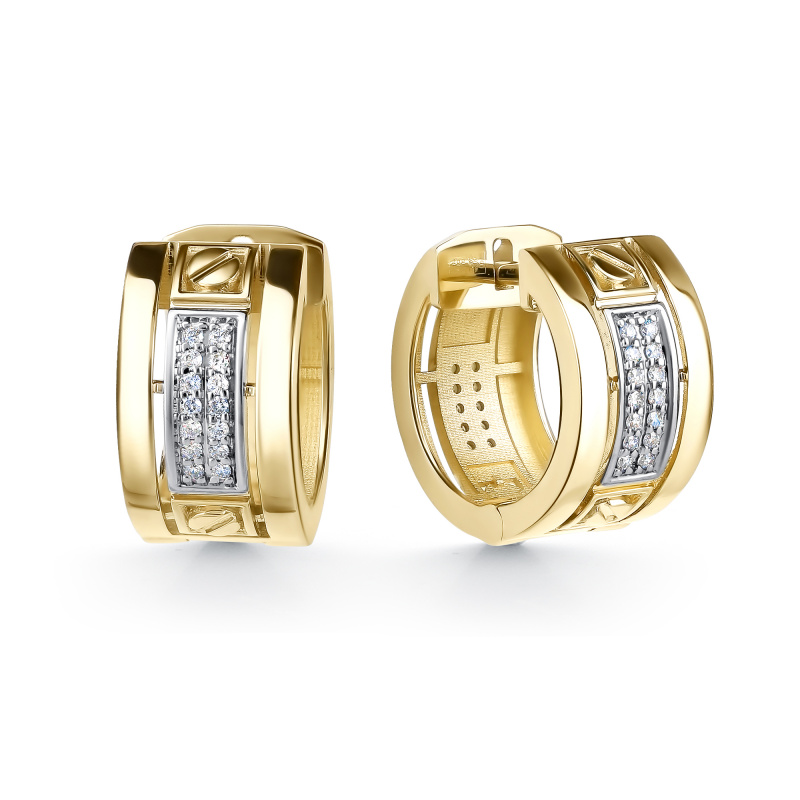 Серьги из жёлтого золота с бриллиантами Ювелирное изделие - Серьги из жёлтого золота с бриллиантами в магазине Best-Gold 123469