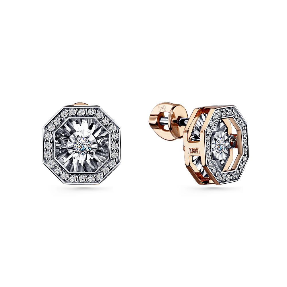 Серьги из красного золота с бриллиантами Ювелирное изделие - Серьги из красного золота с бриллиантами в магазине Best-Gold 139891