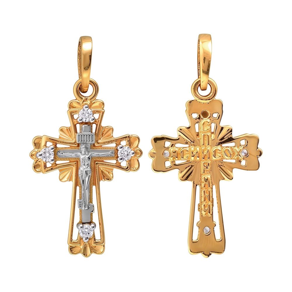 Крест из красного золота с фианитами Ювелирное изделие - Крест из красного золота с фианитами в магазине Best-Gold 155874