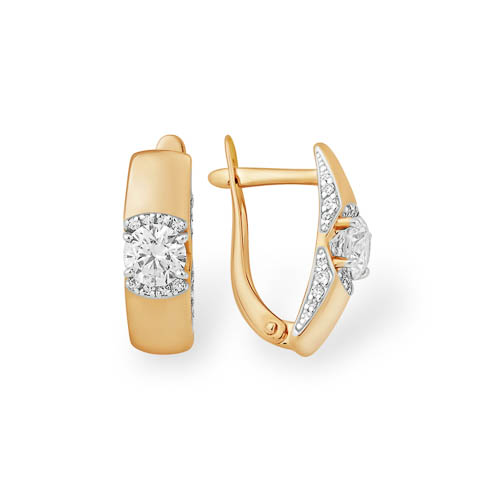 Ювелирное изделие - Серьги из красного золота с фианитами в магазине Best-Gold 061364