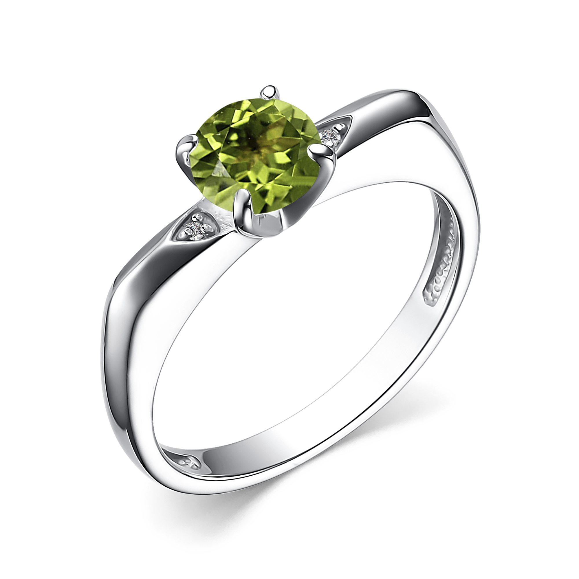 Ювелирное изделие - Кольцо в серебре с хризолитом и бриллиантом в магазине Best-Gold 126870