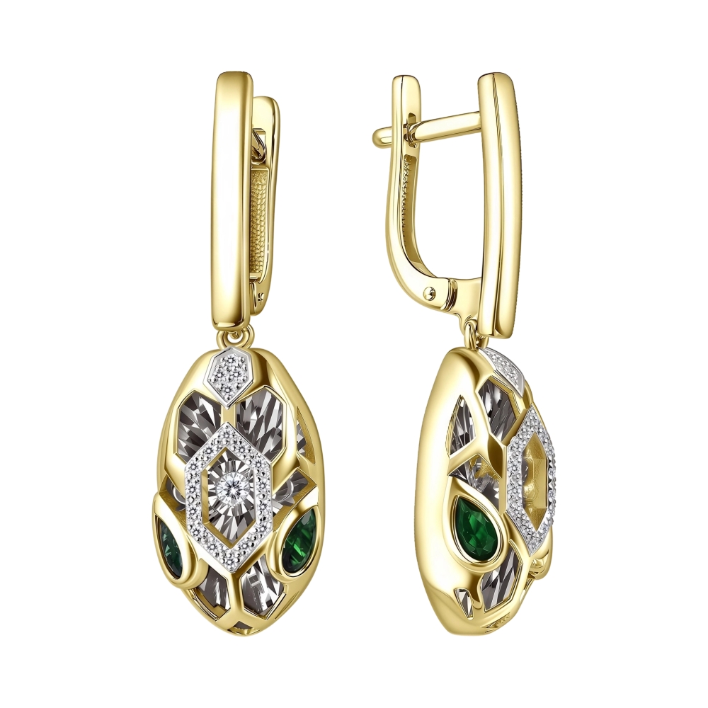 Ювелирное изделие - Серьги из желтого золота с бриллиантами в магазине Best-Gold 157310