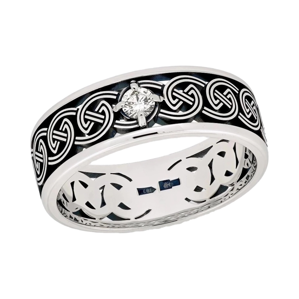 Ювелирное изделие - Обручальное кольцо из белого золота с бриллиантом в магазине Best-Gold 154297