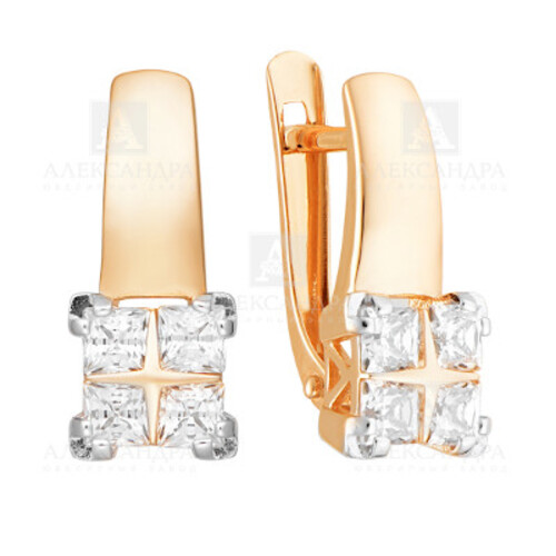 Серьги из красного золота с фианитами Ювелирное изделие - Серьги из красного золота с фианитами в магазине Best-Gold 084202