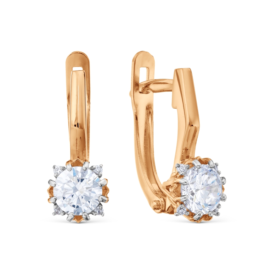 Ювелирное изделие - Серьги из красного золота с фианитами в магазине Best-Gold 068438