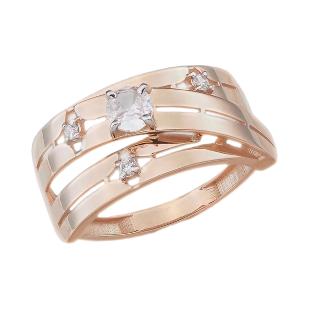 Ювелирное изделие - Кольцо из красного золота с фианитами в магазине Best-Gold 144932