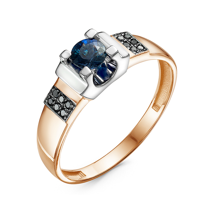 Ювелирное изделие - Кольцо из красного золота с сапфиром и бриллиантами в магазине Best-Gold 153709