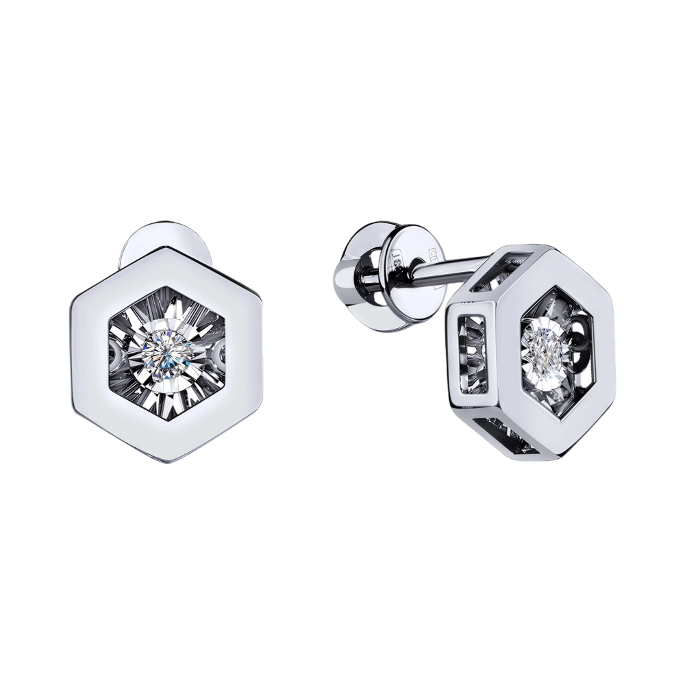 Серьги из белого золота с бриллиантами Ювелирное изделие - Серьги из белого золота с бриллиантами в магазине Best-Gold 156279