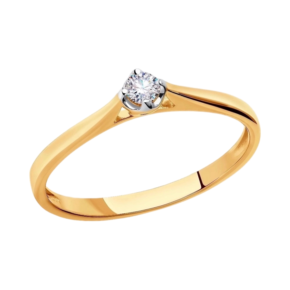 Ювелирное изделие - Кольцо помолвочное из красного золота с бриллиантом в магазине Best-Gold 030822