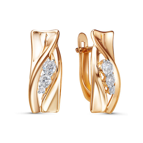 Ювелирное изделие - Серьги из красного золота с фианитами в магазине Best-Gold 070983