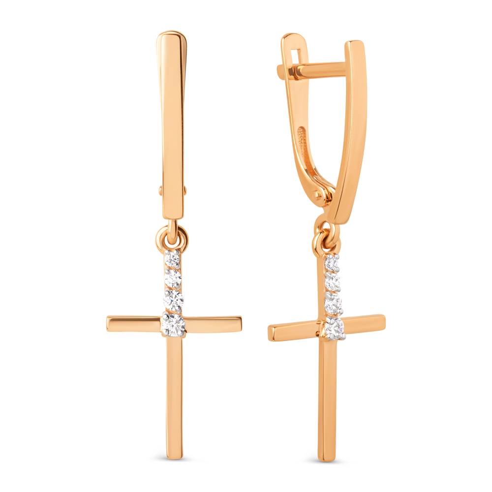 Ювелирное изделие - Серьги из красного золота с фианитами в магазине Best-Gold 102779