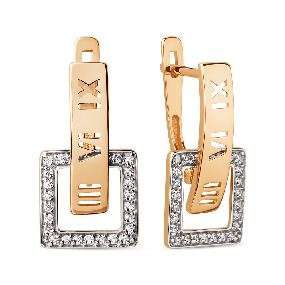 Серьги из красного золота с фианитами Ювелирное изделие - Серьги из красного золота с фианитами в магазине Best-Gold 140398