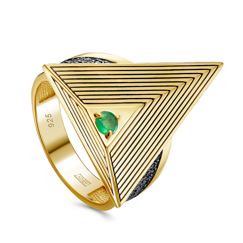 Кольцо из серебра с изумрудом