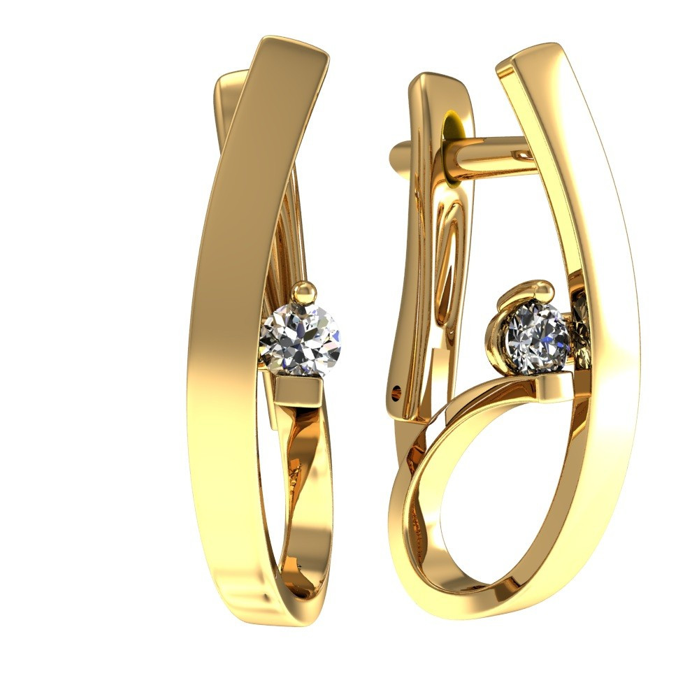Ювелирное изделие - Серьги из красного золота с фианитами в магазине Best-Gold 001618