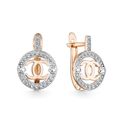 Ювелирное изделие - Серьги из красного золота с фианитами в магазине Best-Gold 053574