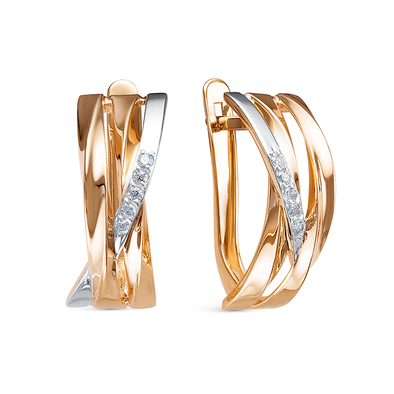 Серьги из красного золота с фианитами Ювелирное изделие - Серьги из красного золота с фианитами в магазине Best-Gold 128093