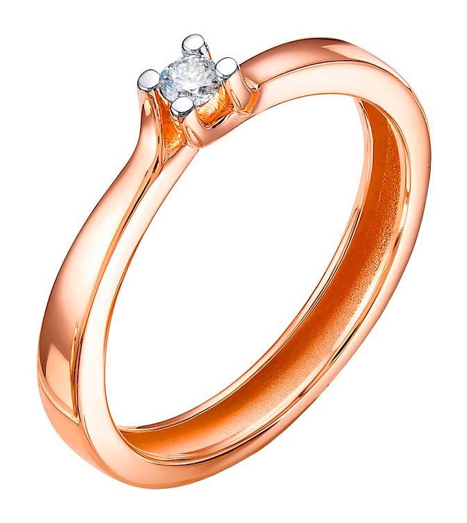 Кольцо помолвочное из красного золота с бриллиантом Ювелирное изделие - Кольцо помолвочное из красного золота с бриллиантом в магазине Best-Gold 076636