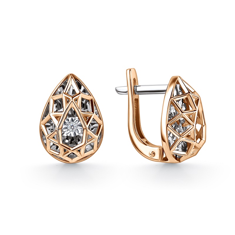 Ювелирное изделие - Серьги из красного золота с бриллиантами в магазине Best-Gold 156958