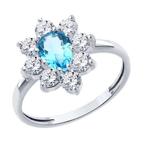 Кольцо в серебре с топазом и фианитами Ювелирное изделие - Кольцо в серебре с топазом и фианитами в магазине Best-Gold 131660