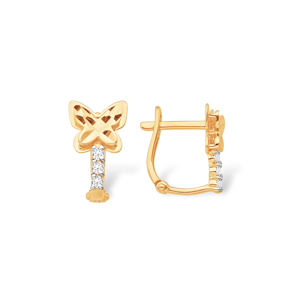 Серьги из красного золота с фианитами Ювелирное изделие - Серьги из красного золота с фианитами в магазине Best-Gold 141411