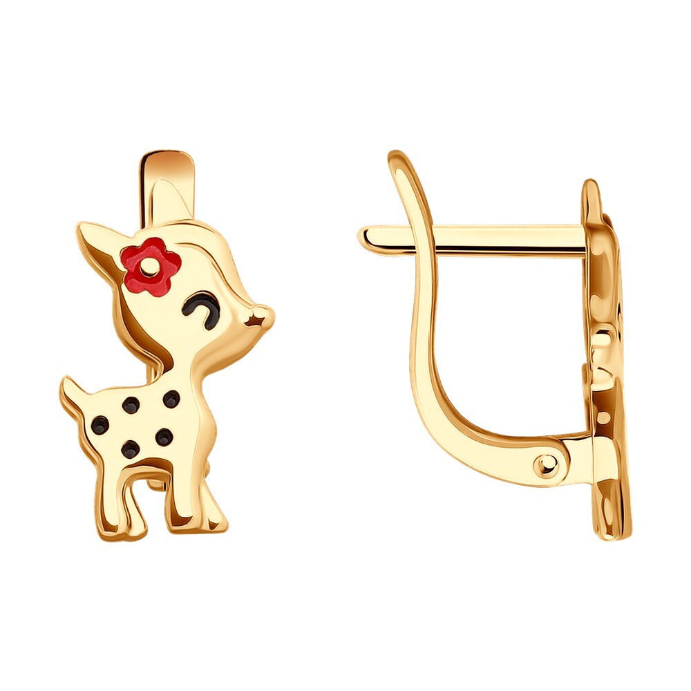 Серьги в красном золоте с эмалью Ювелирное изделие - Серьги в красном золоте с эмалью в магазине Best-Gold 134667