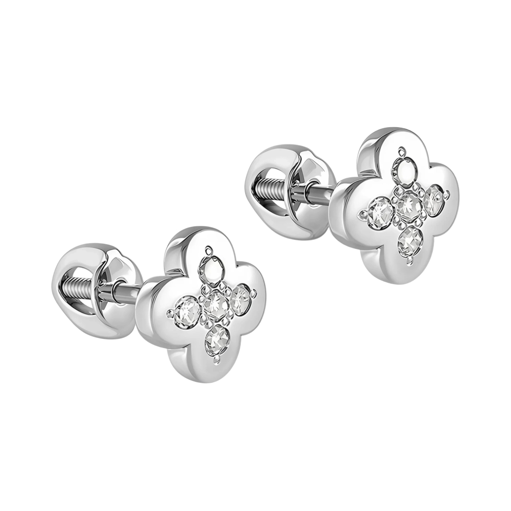 Ювелирное изделие - Серьги из белого золота с бриллиантами в магазине Best-Gold 154963