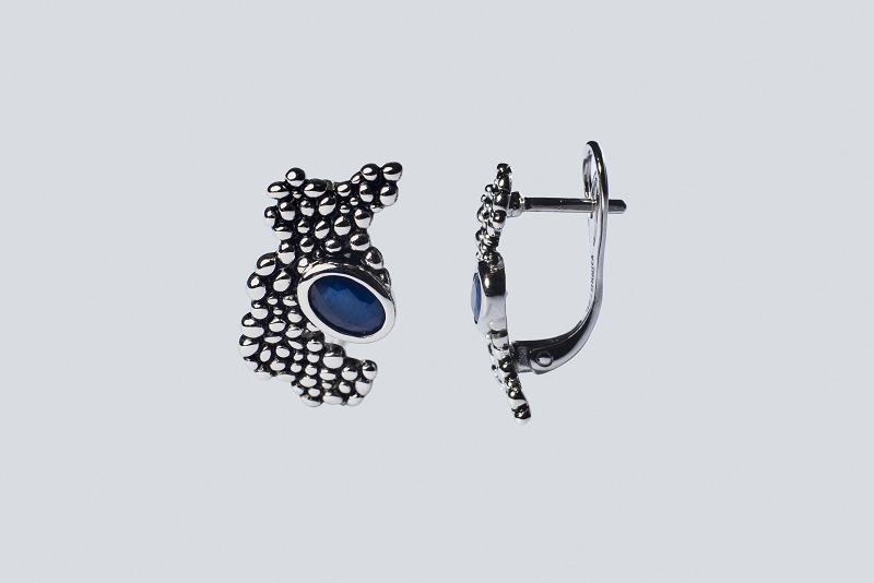 Ювелирное изделие - Серьги из серебра с сапфирами в магазине Best-Gold 128432