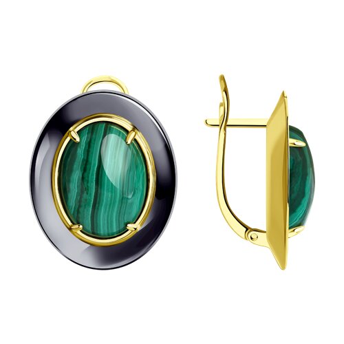 Серьги из серебра с малахитом Ювелирное изделие - Серьги из серебра с малахитом в магазине Best-Gold 152494