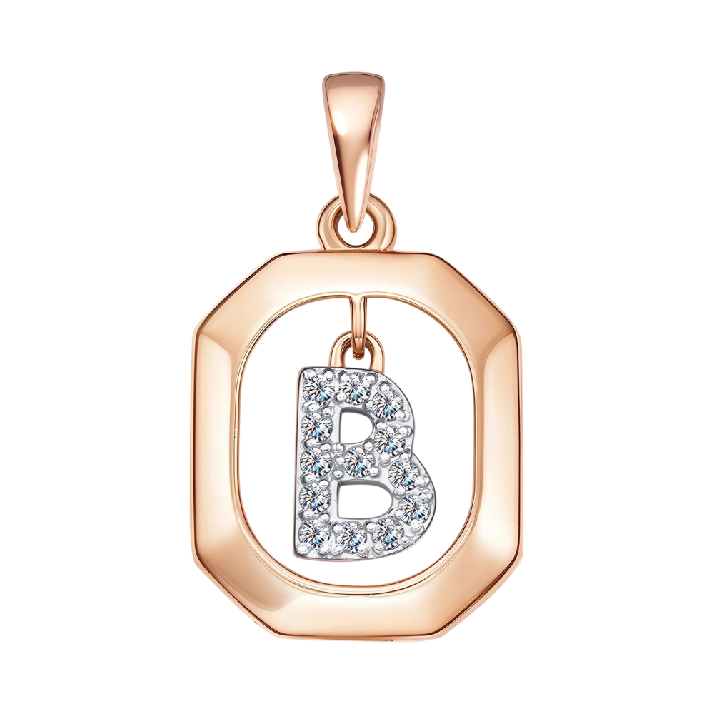 Ювелирное изделие - Подвеска из красного золота с фианитами в магазине Best-Gold 145327