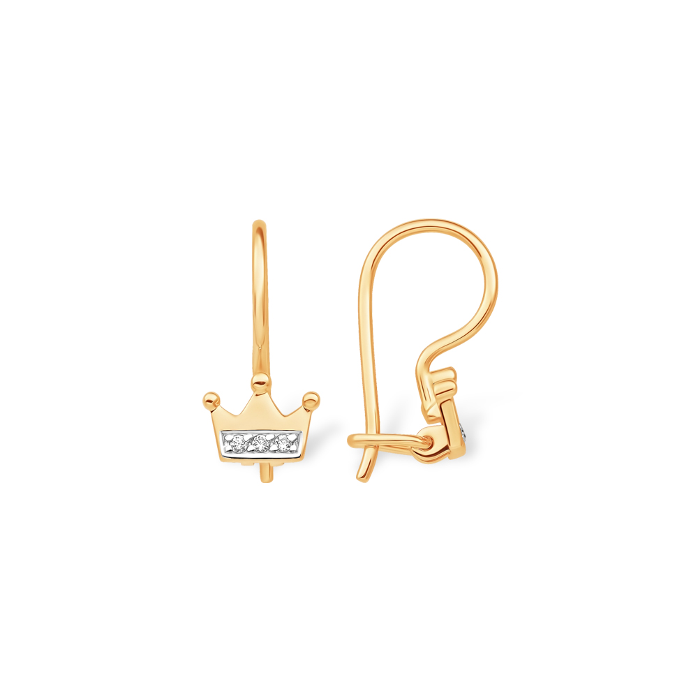 Серьги из красного золота с фианитами Ювелирное изделие - Серьги из красного золота с фианитами в магазине Best-Gold 142714