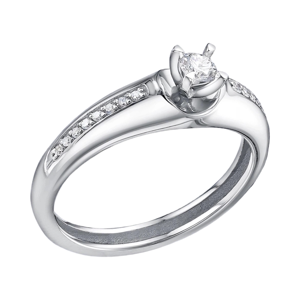 Кольцо помолвочное из белого золота с бриллиантами Ювелирное изделие - Кольцо помолвочное из белого золота с бриллиантами в магазине Best-Gold 050958