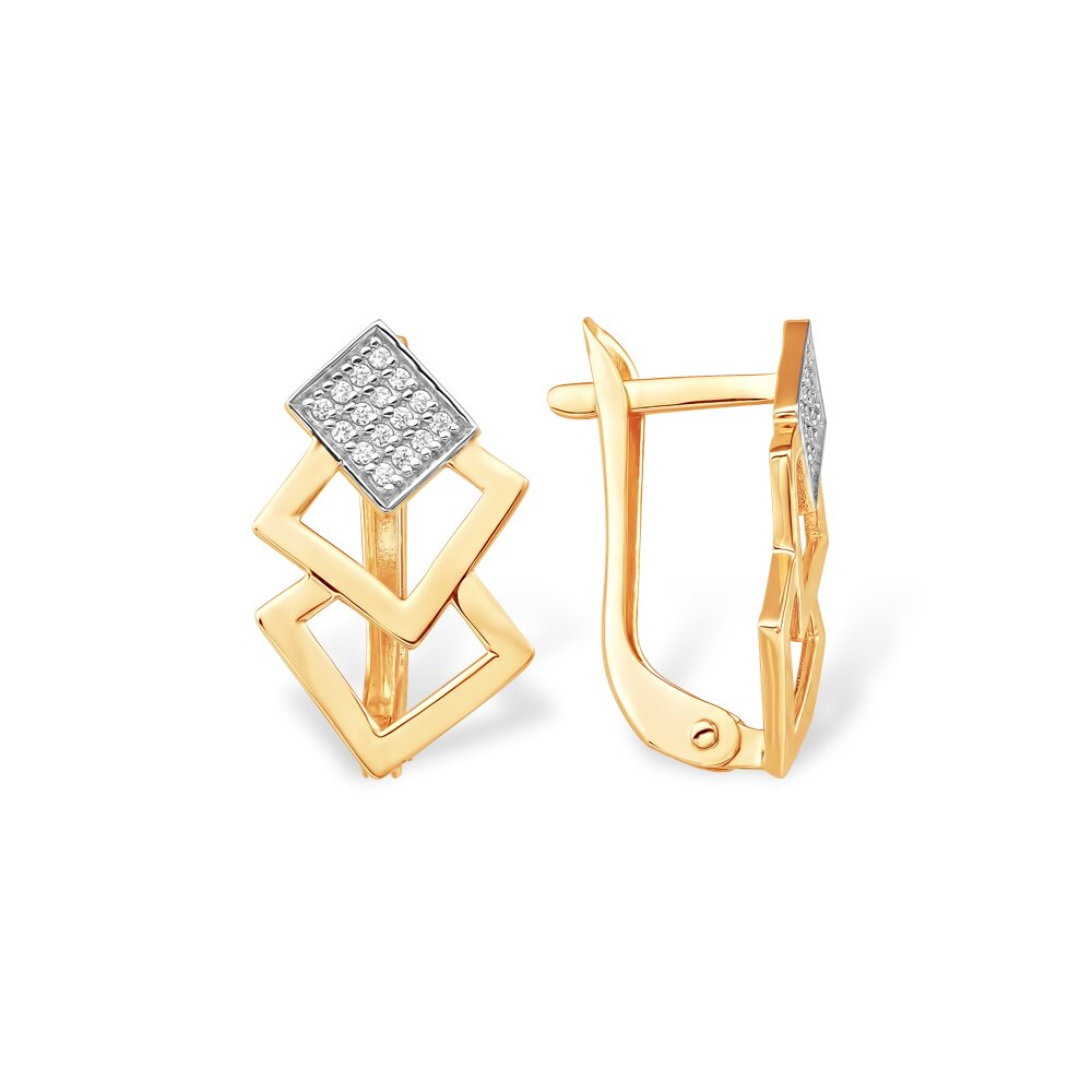 Ювелирное изделие - Серьги из красного золота с фианитами в магазине Best-Gold 152046
