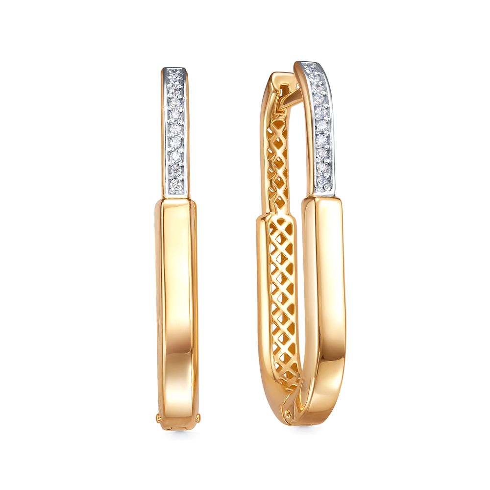 Серьги из желтого золота с фианитами