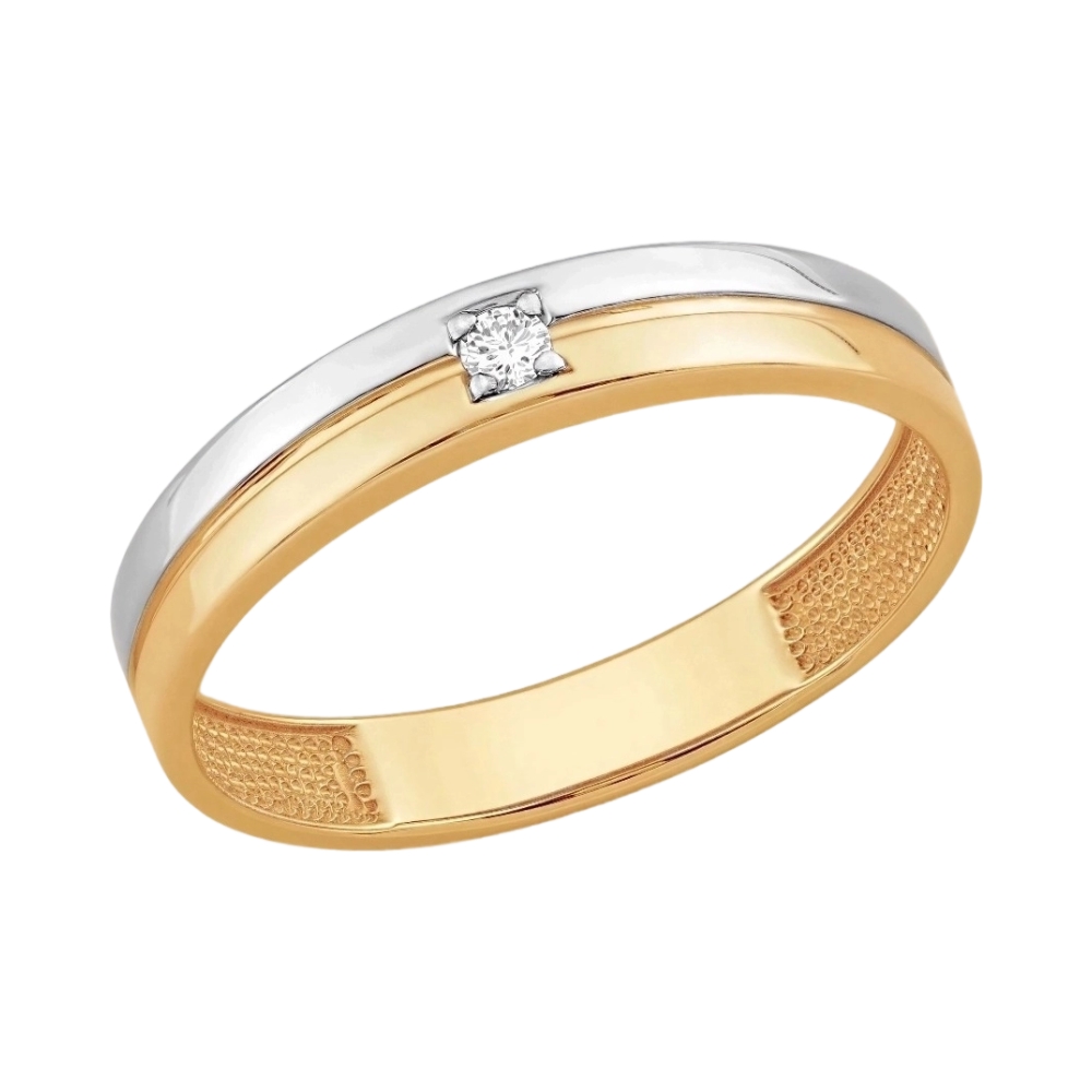 Ювелирное изделие - Обручальное кольцо из комбинированного золота с бриллиантом в магазине Best-Gold 035243