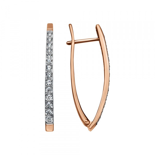 Серьги из красного золота с фианитами Ювелирное изделие - Серьги из красного золота с фианитами в магазине Best-Gold 102739