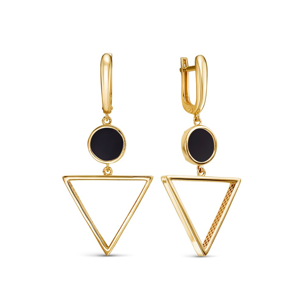 Ювелирное изделие - Серьги из желтого золота с ониксом в магазине Best-Gold 141032