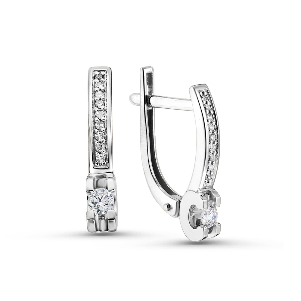 Ювелирное изделие - Серьги из белого золота с бриллиантами в магазине Best-Gold 153979