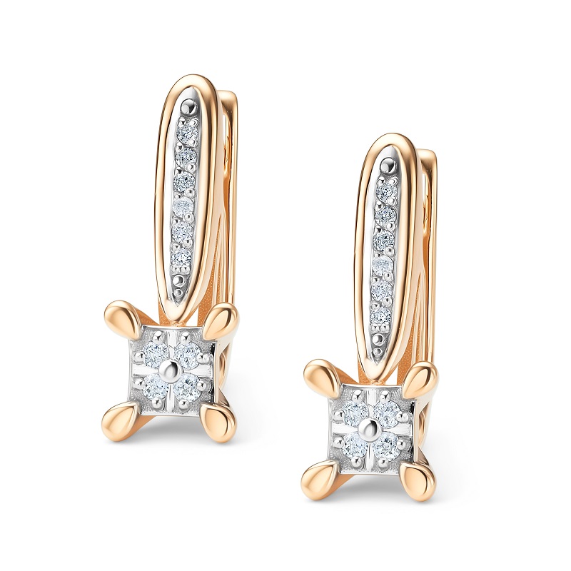 Серьги из красного золота с бриллиантами Ювелирное изделие - Серьги из красного золота с бриллиантами в магазине Best-Gold 154420