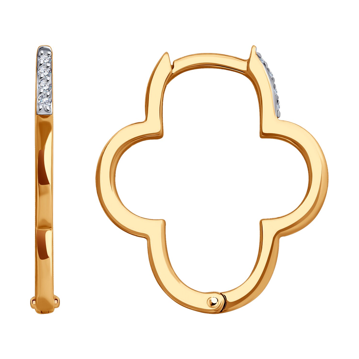 Серьги из красного золота с фианитами Ювелирное изделие - Серьги из красного золота с фианитами в магазине Best-Gold 139356