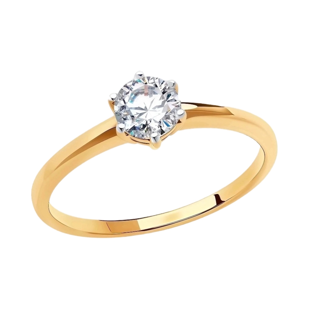 Ювелирное изделие - Кольцо помолвочное из красного золота с фианитом в магазине Best-Gold 116433