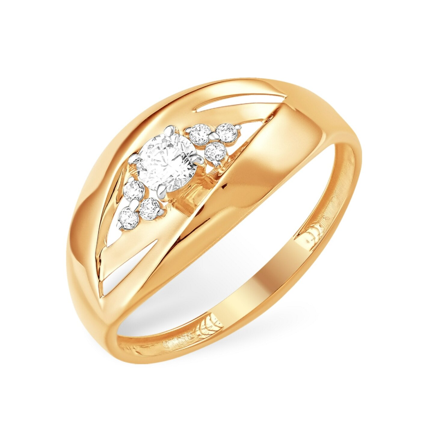 Кольцо из красного золота с фианитами Ювелирное изделие - Кольцо из красного золота с фианитами в магазине Best-Gold 125389