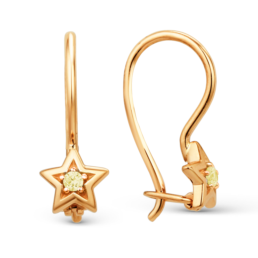 Ювелирное изделие - Серьги из красного золота с фианитами в магазине Best-Gold 041304