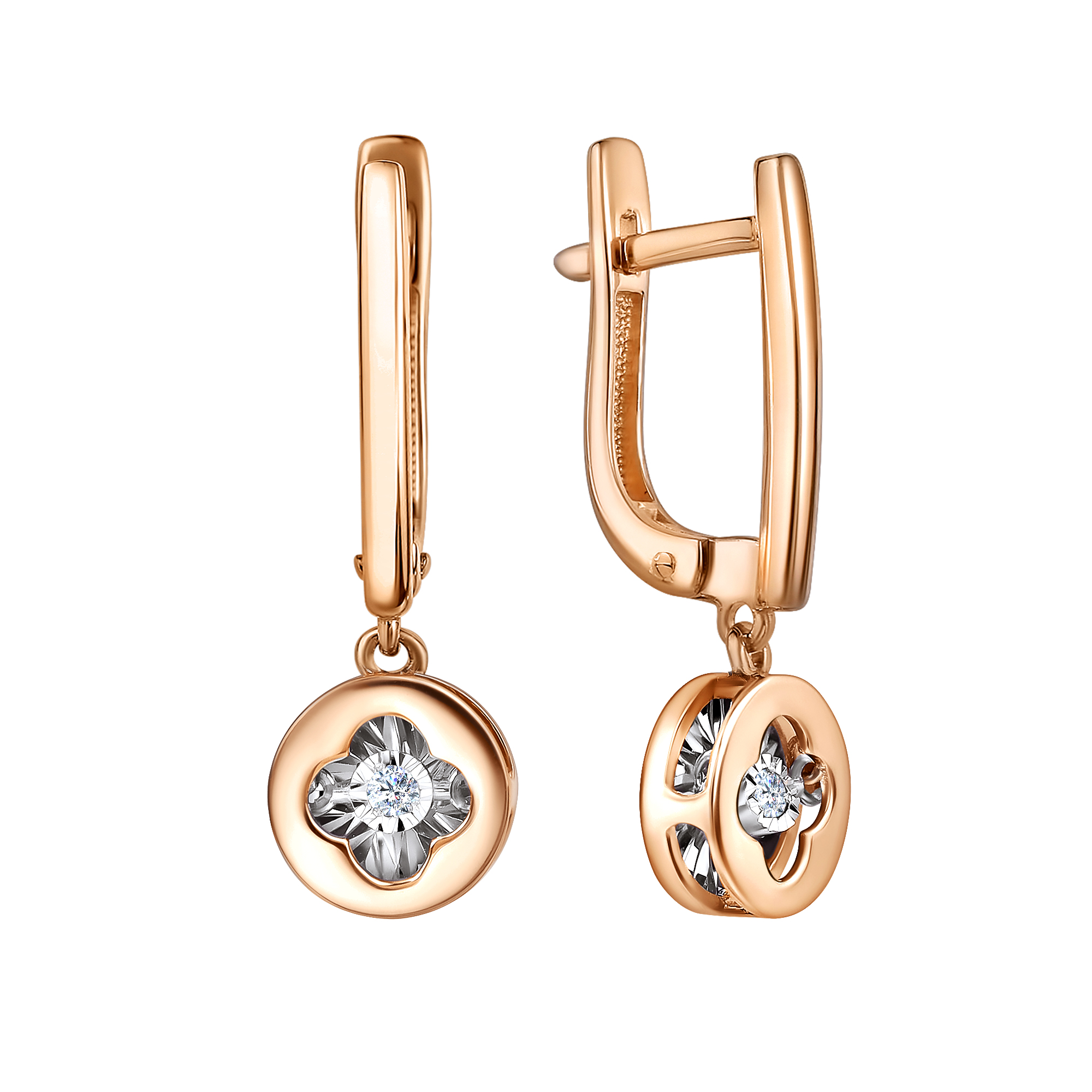 Серьги из красного золота с бриллиантам Ювелирное изделие - Серьги из красного золота с бриллиантам в магазине Best-Gold 140281