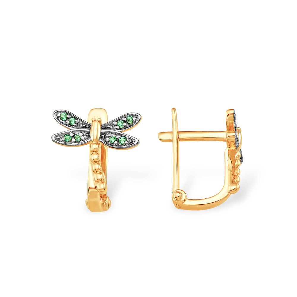 Серьги из красного золота с фианитами Ювелирное изделие - Серьги из красного золота с фианитами в магазине Best-Gold 140374