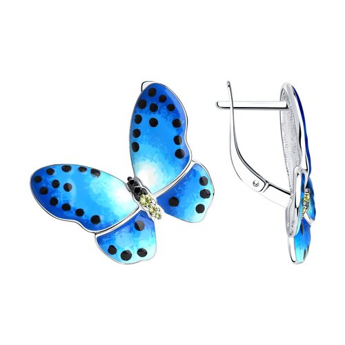 Ювелирное изделие - Серьги из серебра с фианитами и эмалью в магазине Best-Gold 024593