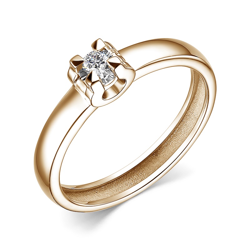 Ювелирное изделие - Кольцо из красного золота с бриллиантом в магазине Best-Gold 155643