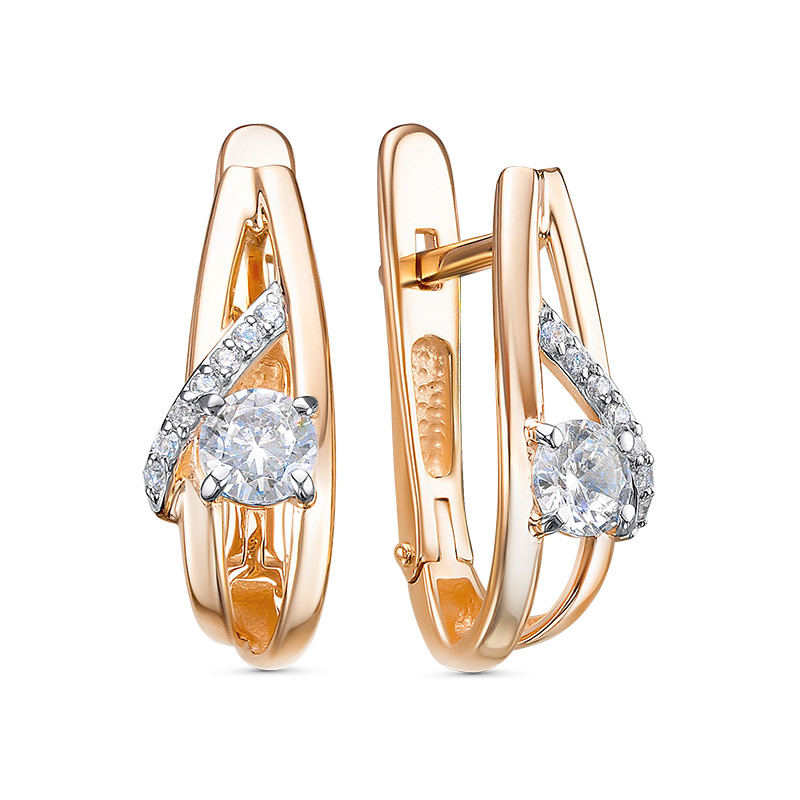 Ювелирное изделие - Серьги из красного золота с фианитами в магазине Best-Gold 033126